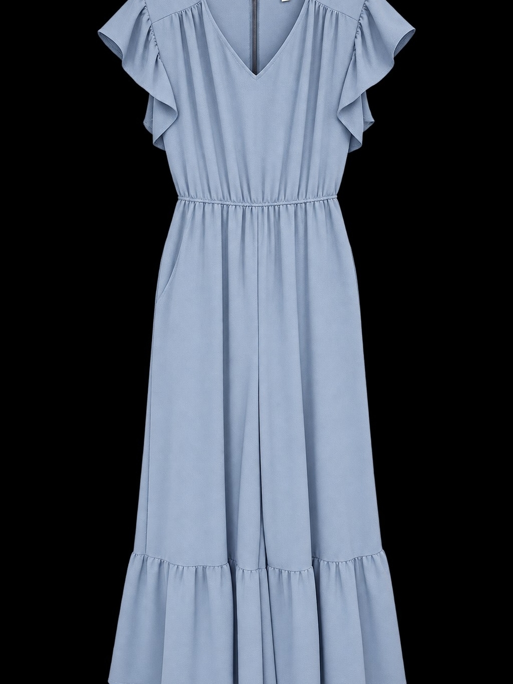 Monteau Los Angeles Flutter Sleeve Wide Leg Jumpsuit Blue P3P 21-23
